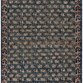 Antique Turkish Allover Floral Warm Tan Hand-Knotted Wool Rug – Circa 1920 BB9061