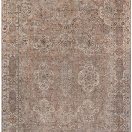 Antique Turkish Floral Allover Brown Hand-Knotted Wool Rug – Circa 1920 BB9059