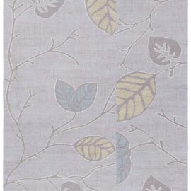 Contemporary Aubusson Floral Light Gray Flatweave Wool Runner “Zephyra” N12984