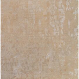 Contemporary Abstract Floral Warm Tan With Light Beige Hand-Knotted Wool & Silk Carpet N12977