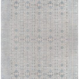 Traditional-Style Floral Samarkand Light Beige With Blue Hand-Knotted Wool Carpet N12975