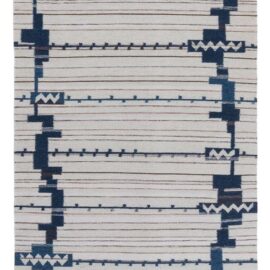 Abstract Modern Geometric Cream Handmade Wool Runner “luminous Labyrinth” N12980