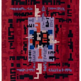 French Art Deco Vintage Abstract Lavender Hand-Knotted Wool Rug By George Leclère BB9035