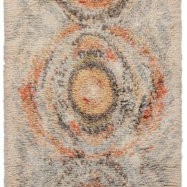 Vintage Swedish Abstract Soft Beige Hand-Knotted Wool Rug Rya Pile Rug By Terttu Tomero BB9044