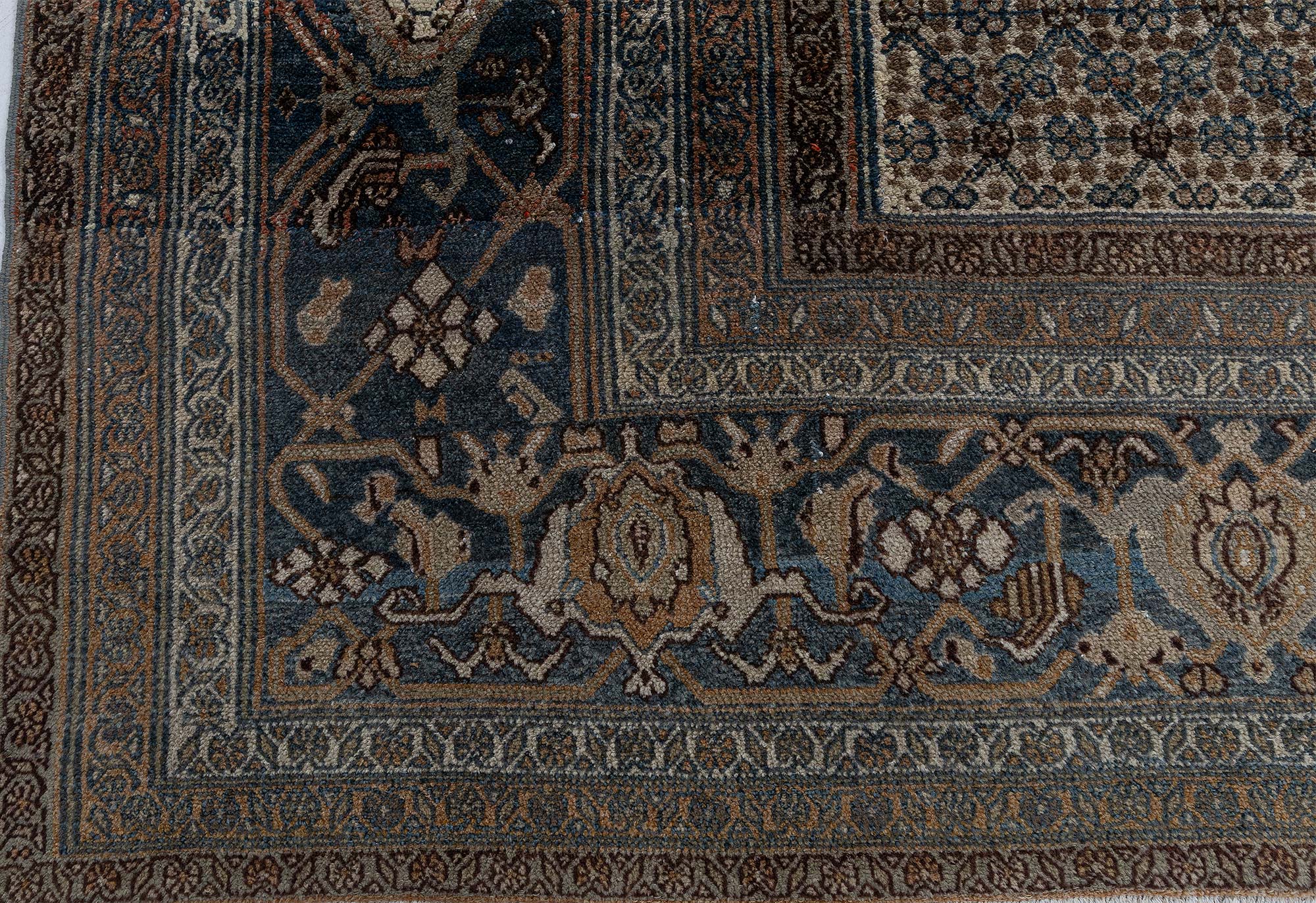 Antique Persian Allover Geometric Cream Beige Hand-Knotted Wool Rug – Circa 1900 BB9051 Antique Persian Allover Geometric Cream Beige Hand-Knotted Wool Rug – Circa 1900 BB9051