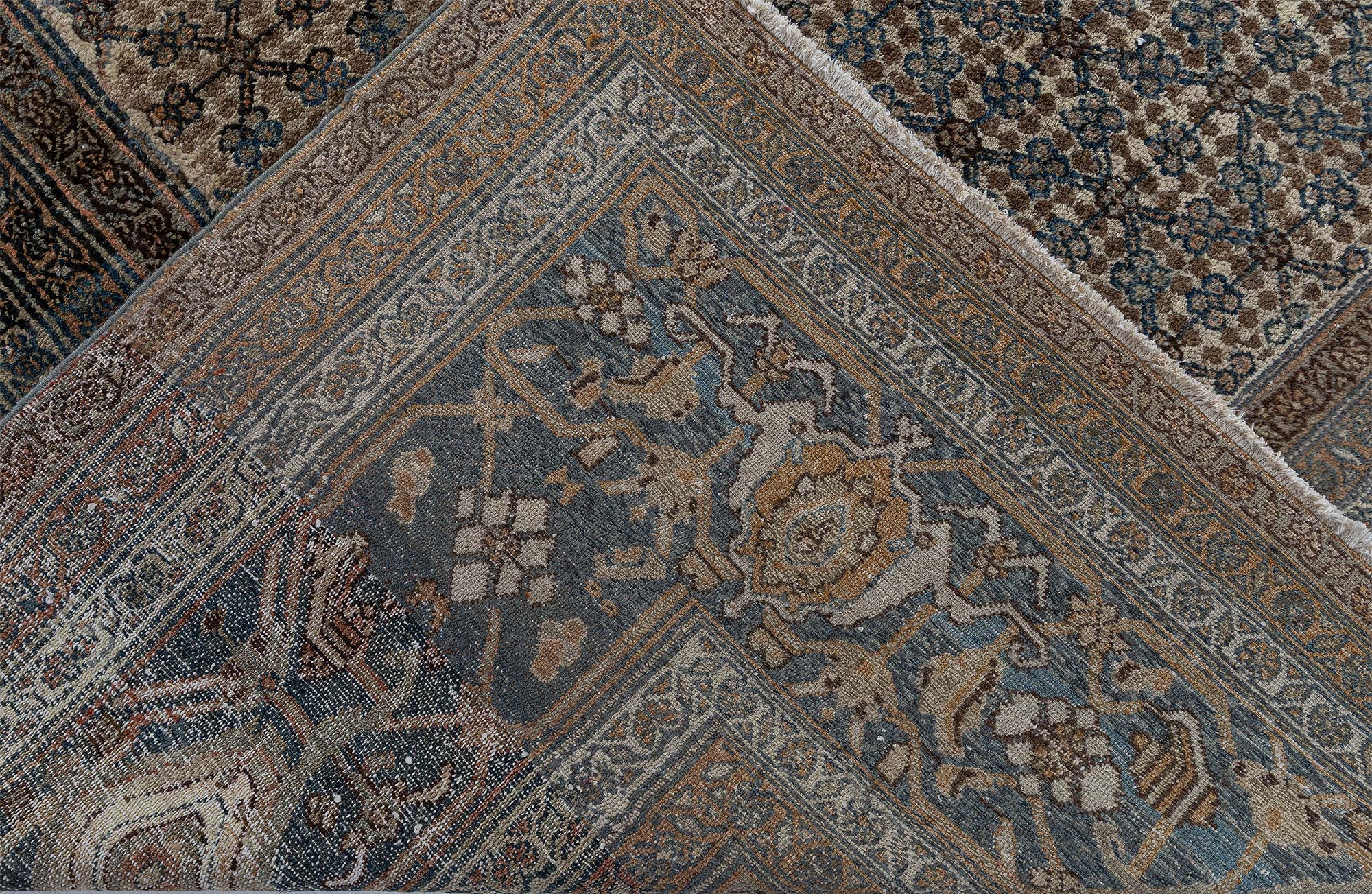 Antique Persian Allover Geometric Cream Beige Hand-Knotted Wool Rug – Circa 1900 BB9051 Antique Persian Allover Geometric Cream Beige Hand-Knotted Wool Rug – Circa 1900 BB9051
