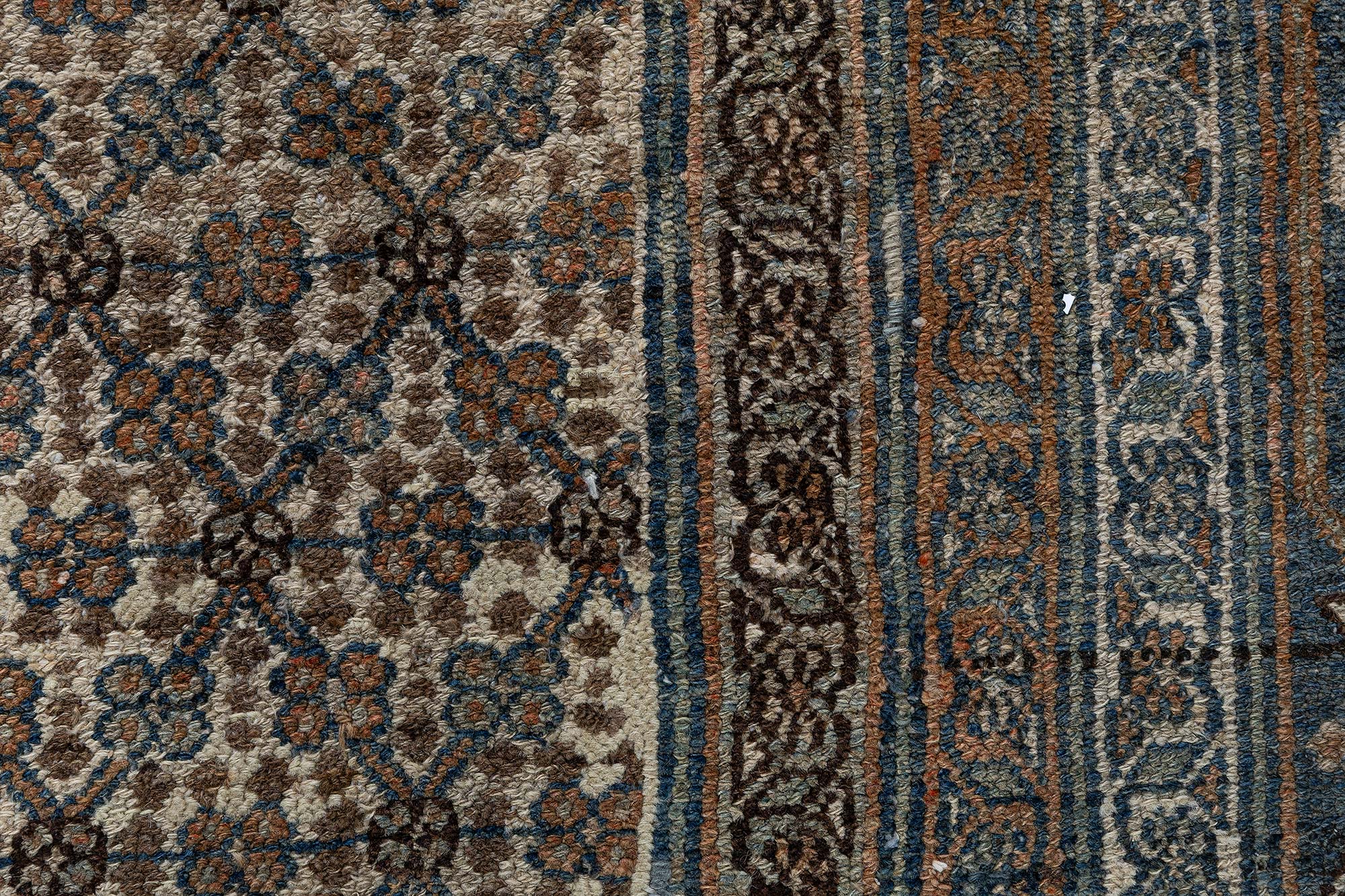Antique Persian Allover Geometric Cream Beige Hand-Knotted Wool Rug – Circa 1900 BB9051 Antique Persian Allover Geometric Cream Beige Hand-Knotted Wool Rug – Circa 1900 BB9051