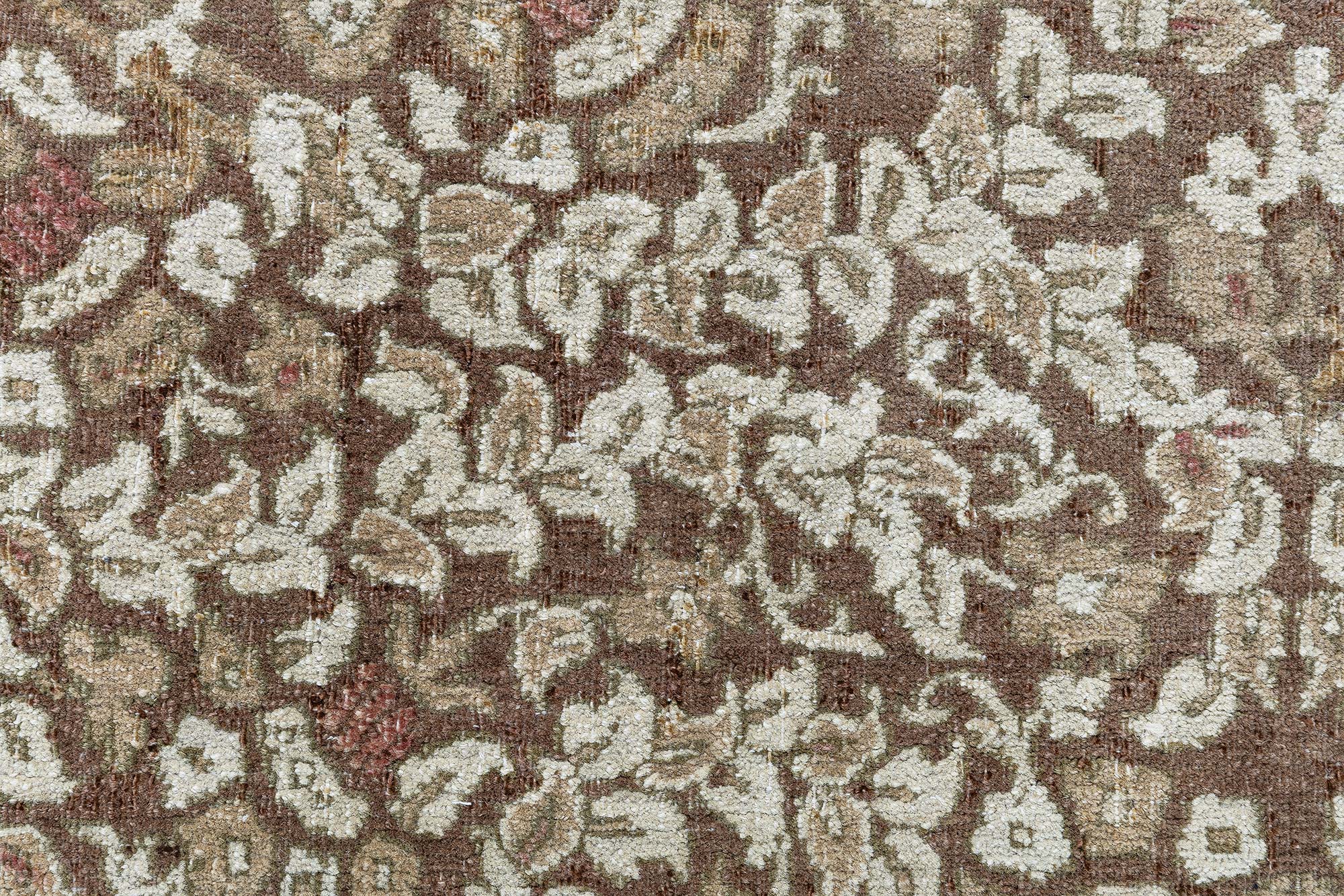 Antique Amritsar Indian Allover Floral Cream Beige Hand-Knotted Wool Rug – Circa 1900 BB9077 Antique Amritsar Indian Allover Floral Cream Beige Hand-Knotted Wool Rug – Circa 1900 BB9077