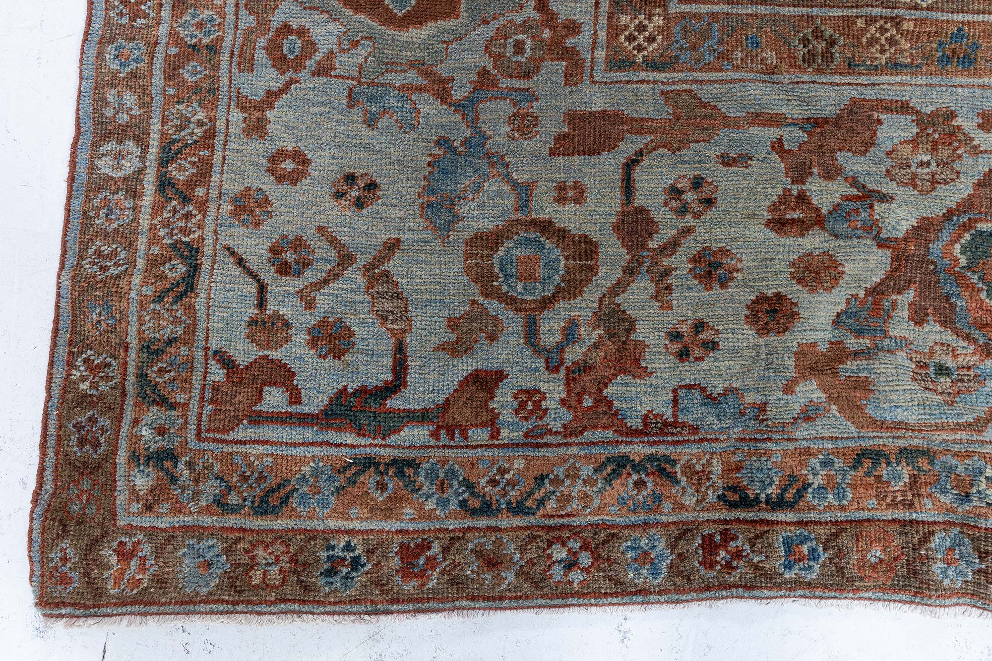 Sultanabad Persian Antique Floral Allover Warm Tan Hand-Knotted Wool Rug – Circa 1910 BB9079 Sultanabad Persian Antique Floral Allover Warm Tan Hand-Knotted Wool Rug – Circa 1910 BB9079