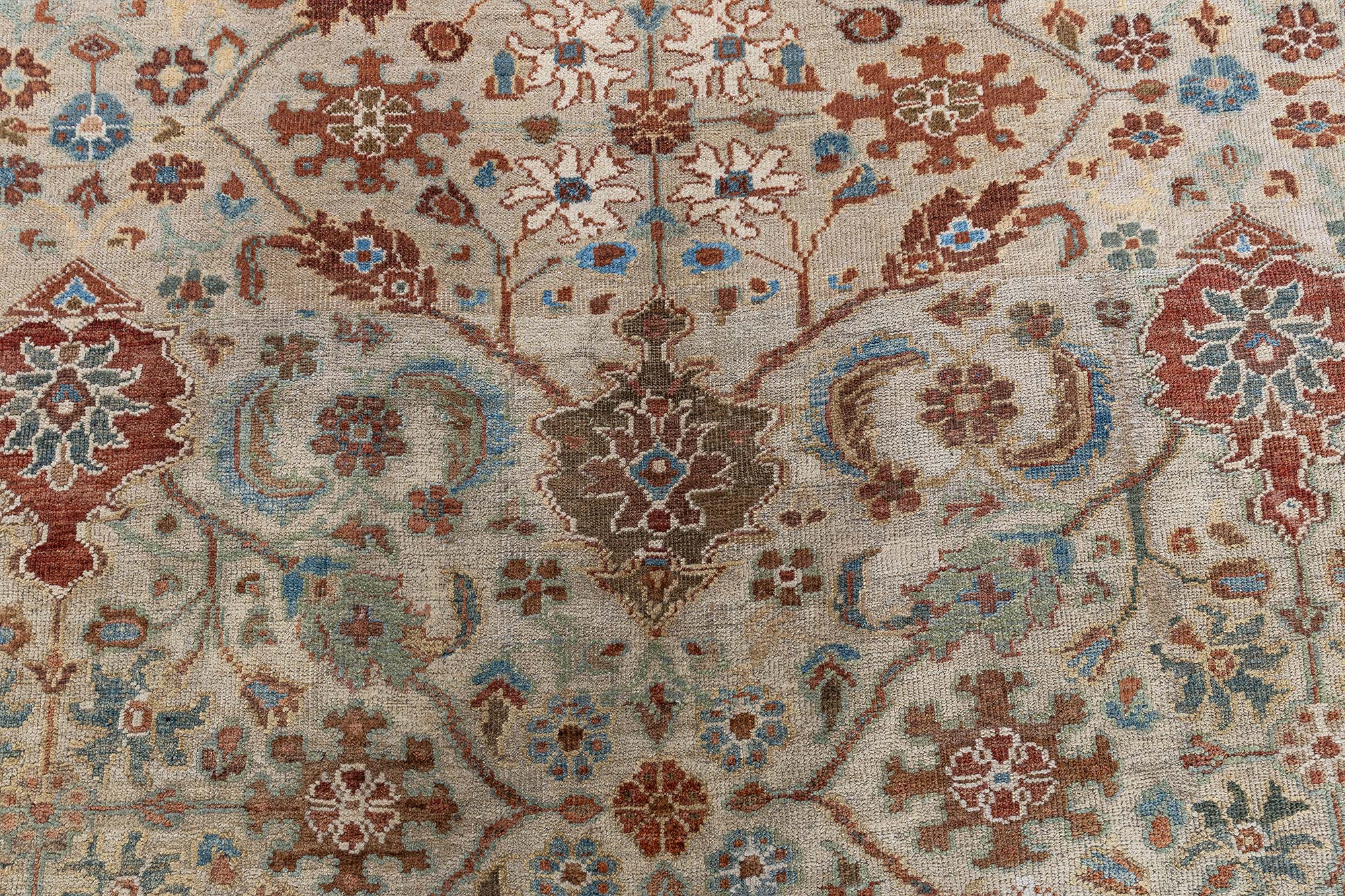 Sultanabad Persian Antique Floral Allover Warm Tan Hand-Knotted Wool Rug – Circa 1910 BB9079 Sultanabad Persian Antique Floral Allover Warm Tan Hand-Knotted Wool Rug – Circa 1910 BB9079