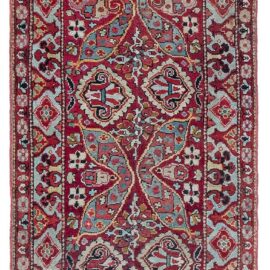 Amritsar Indian Antique Allover Floral Warm Tan Hand-Knotted Wool Runner – Circa 1910 (Size Adjusted) BB9089