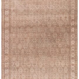 Antique Persian Allover Geometric Light Beige Hand-Knotted Wool Rug – Circa 1930 Beshir Sand BB9078