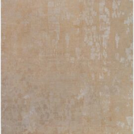 Abstract Modern Hand-Knotted Silk & Wool Rug In Warm Tan And Light Beige “Atacama” N12978