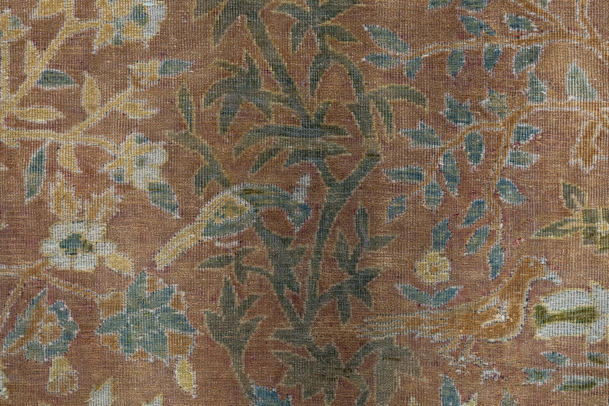 Antique Indian Allover Floral Muted Peach Hand-Knotted Wool Carpet – Circa 1900 Tree Of Life BB9087 Antique Indian Allover Floral Muted Peach Hand-Knotted Wool Carpet – Circa 1900 Tree Of Life BB9087