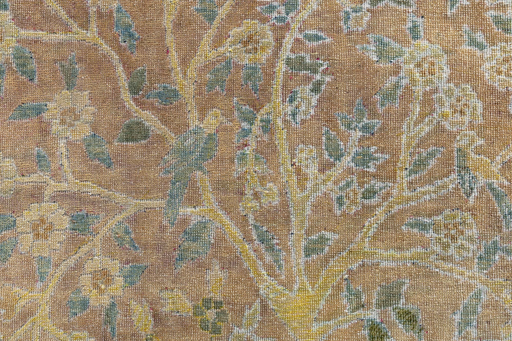 Antique Indian Allover Floral Muted Peach Hand-Knotted Wool Carpet – Circa 1900 Tree Of Life BB9087 Antique Indian Allover Floral Muted Peach Hand-Knotted Wool Carpet – Circa 1900 Tree Of Life BB9087