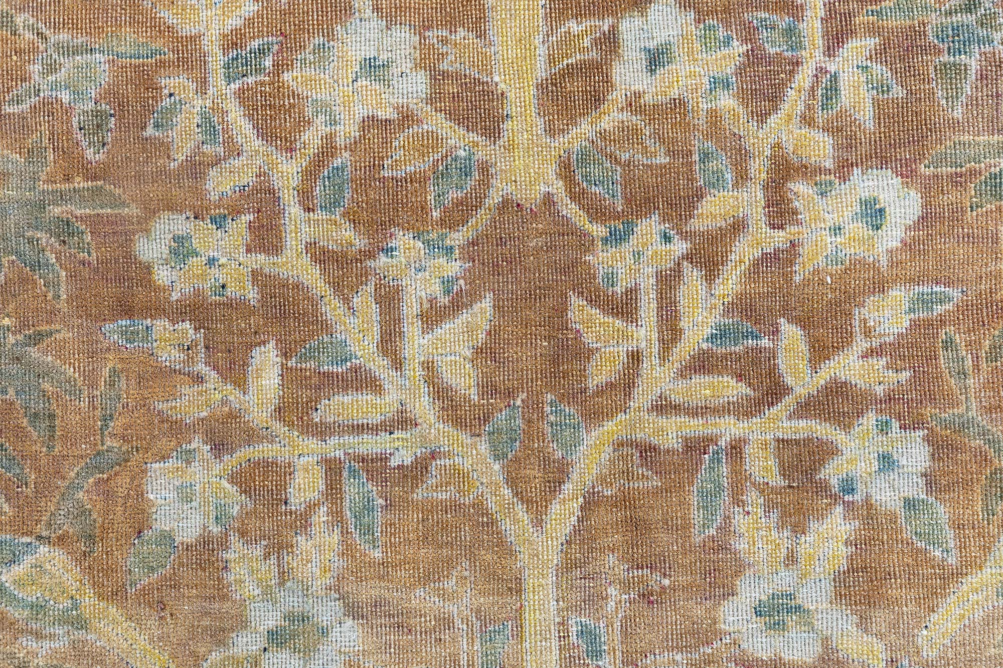 Antique Indian Allover Floral Muted Peach Hand-Knotted Wool Carpet – Circa 1900 Tree Of Life BB9087 Antique Indian Allover Floral Muted Peach Hand-Knotted Wool Carpet – Circa 1900 Tree Of Life BB9087