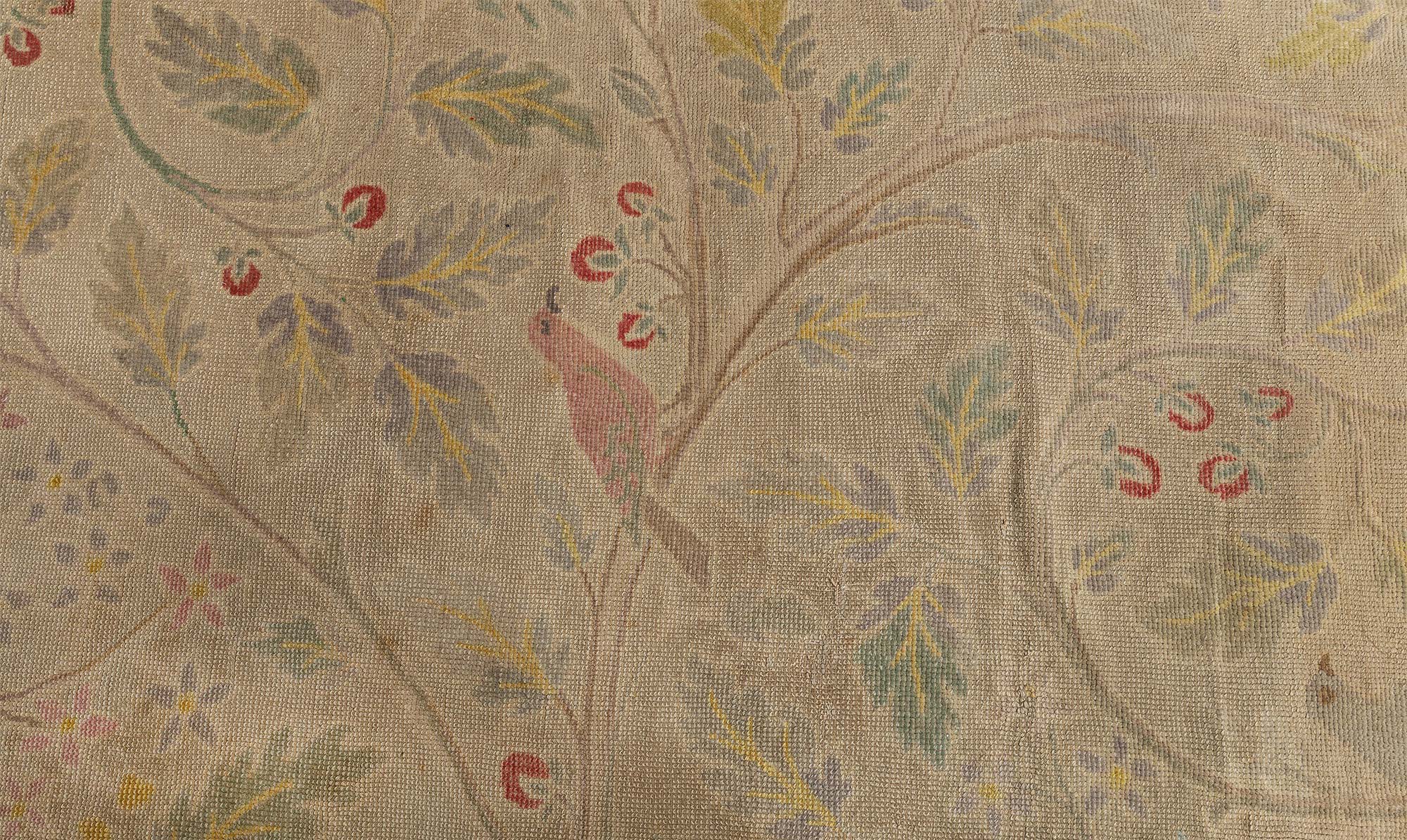 Vintage Irish Arts & Crafts Floral Pale Sand Hand-Knotted Wool Rug Tree Of Life Rug Designed By C.F.A. Voysey For J.G. Inzkey, Bohemia BB9093 Vintage Irish Arts & Crafts Floral Pale Sand Hand-Knotted Wool Rug Tree Of Life Rug Designed By C.F.A. Voysey For J.G. Inzkey, Bohemia BB9093