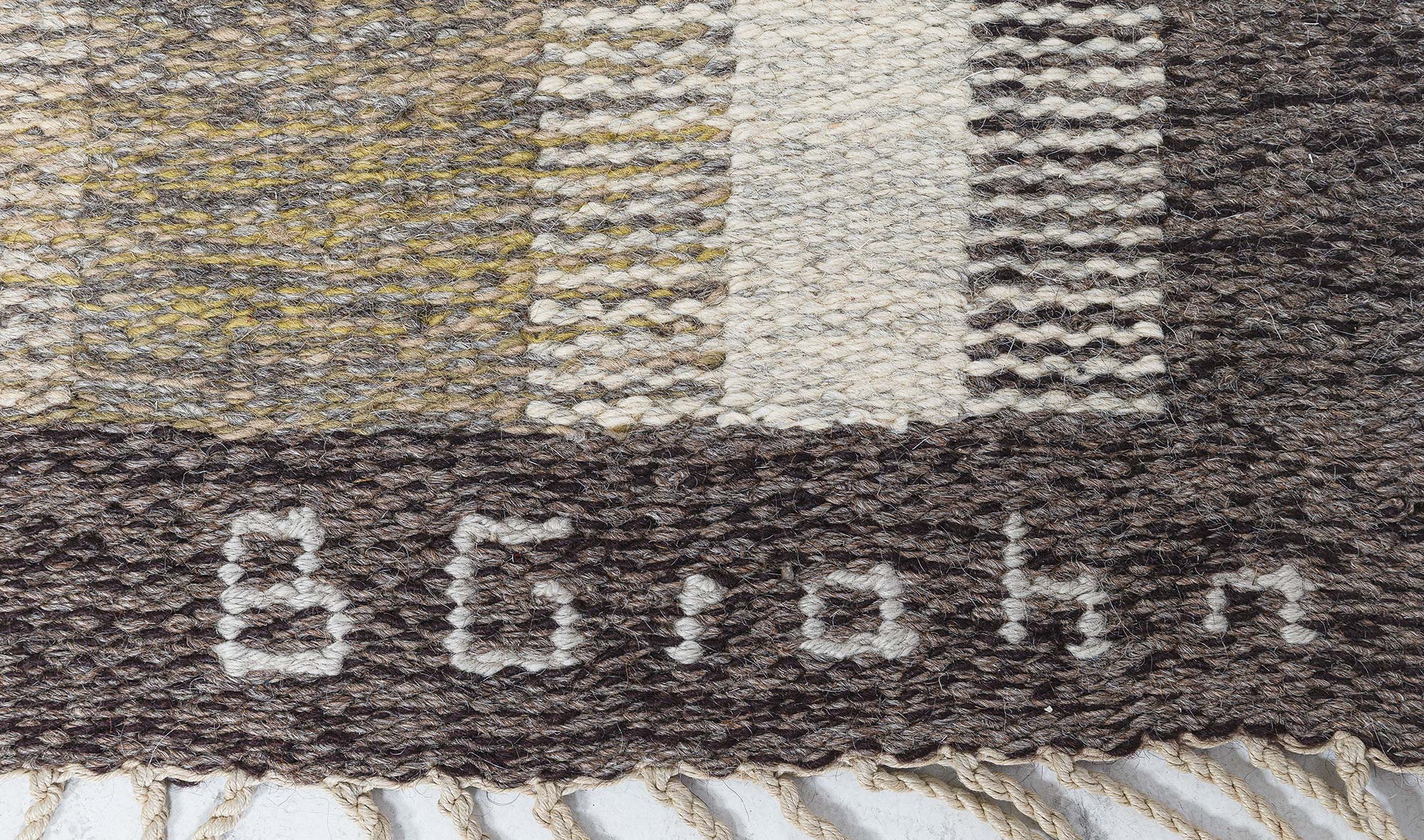 Vintage Scandinavian Geometric Light Beige Flatweave Wool Rug By Brita Grahns BB9094 Vintage Scandinavian Geometric Light Beige Flatweave Wool Rug By Brita Grahns BB9094