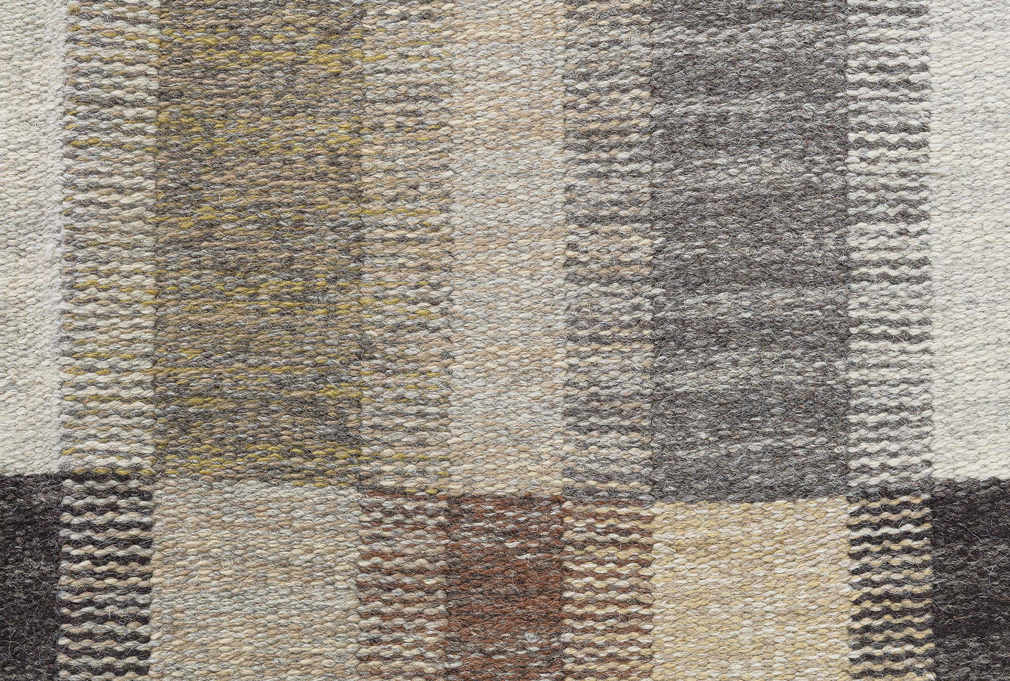 Vintage Scandinavian Geometric Light Beige Flatweave Wool Rug By Brita Grahns BB9094 Vintage Scandinavian Geometric Light Beige Flatweave Wool Rug By Brita Grahns BB9094
