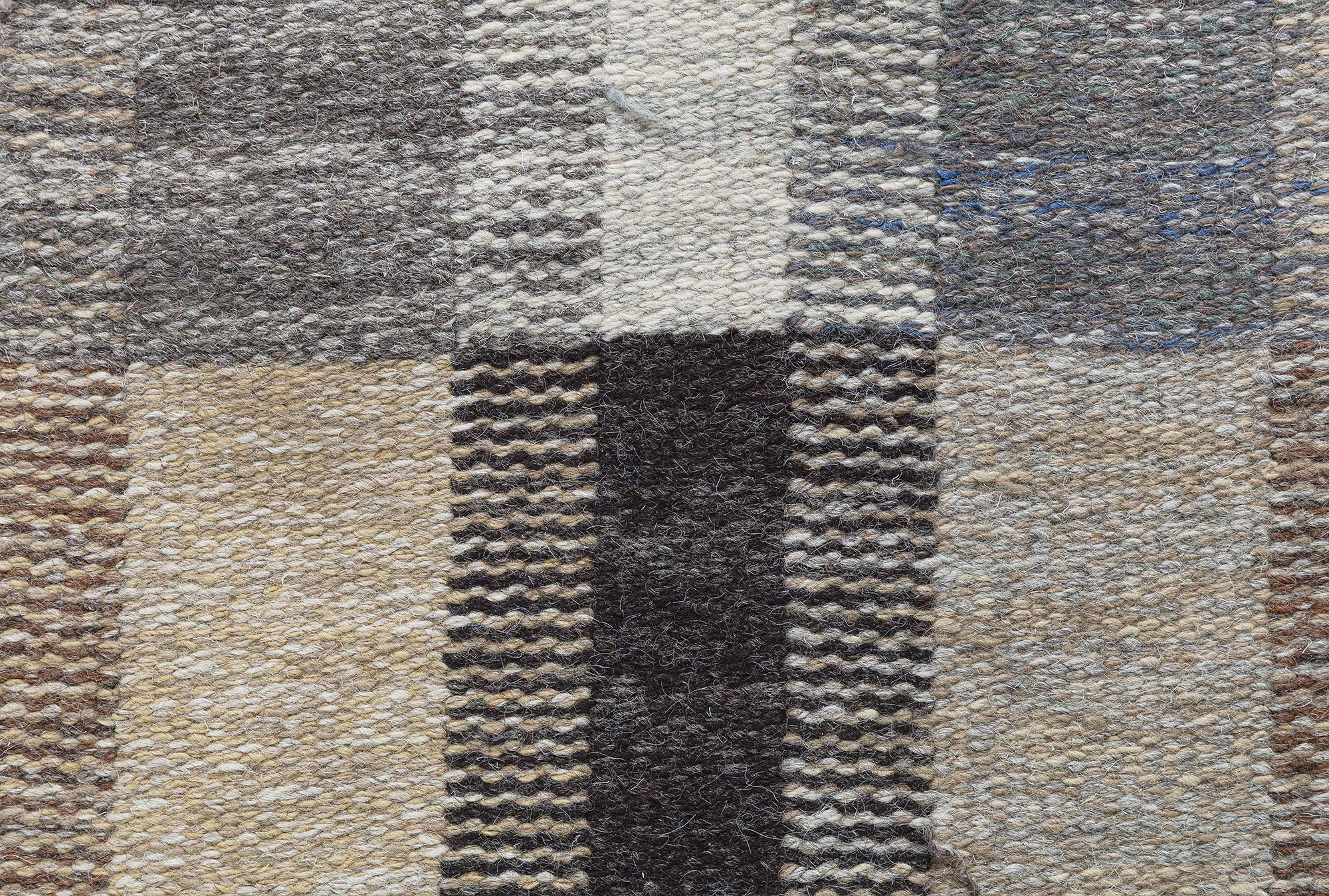 Vintage Scandinavian Geometric Light Beige Flatweave Wool Rug By Brita Grahns BB9094 Vintage Scandinavian Geometric Light Beige Flatweave Wool Rug By Brita Grahns BB9094