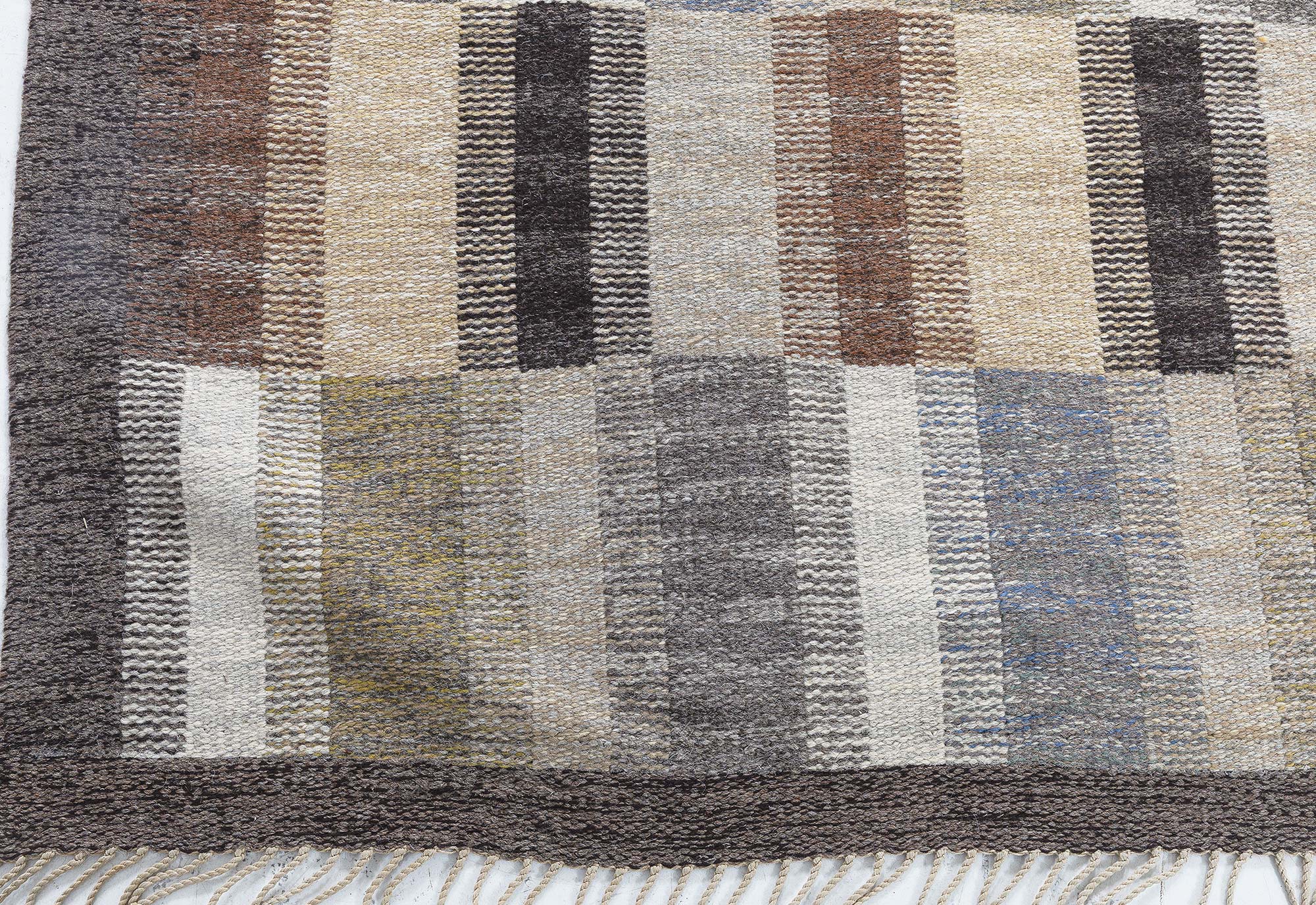 Vintage Scandinavian Geometric Light Beige Flatweave Wool Rug By Brita Grahns BB9094 Vintage Scandinavian Geometric Light Beige Flatweave Wool Rug By Brita Grahns BB9094