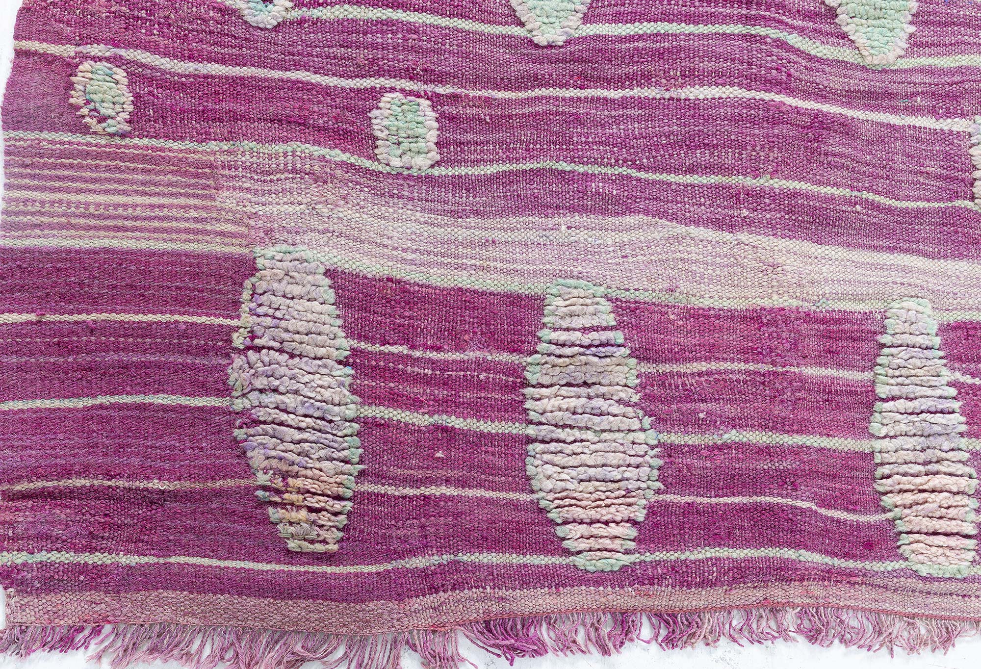1950 Wool Rug 1950s Vintage Moroccan Wool Rug in Magenta, Ivory and Mint , index: BB9096