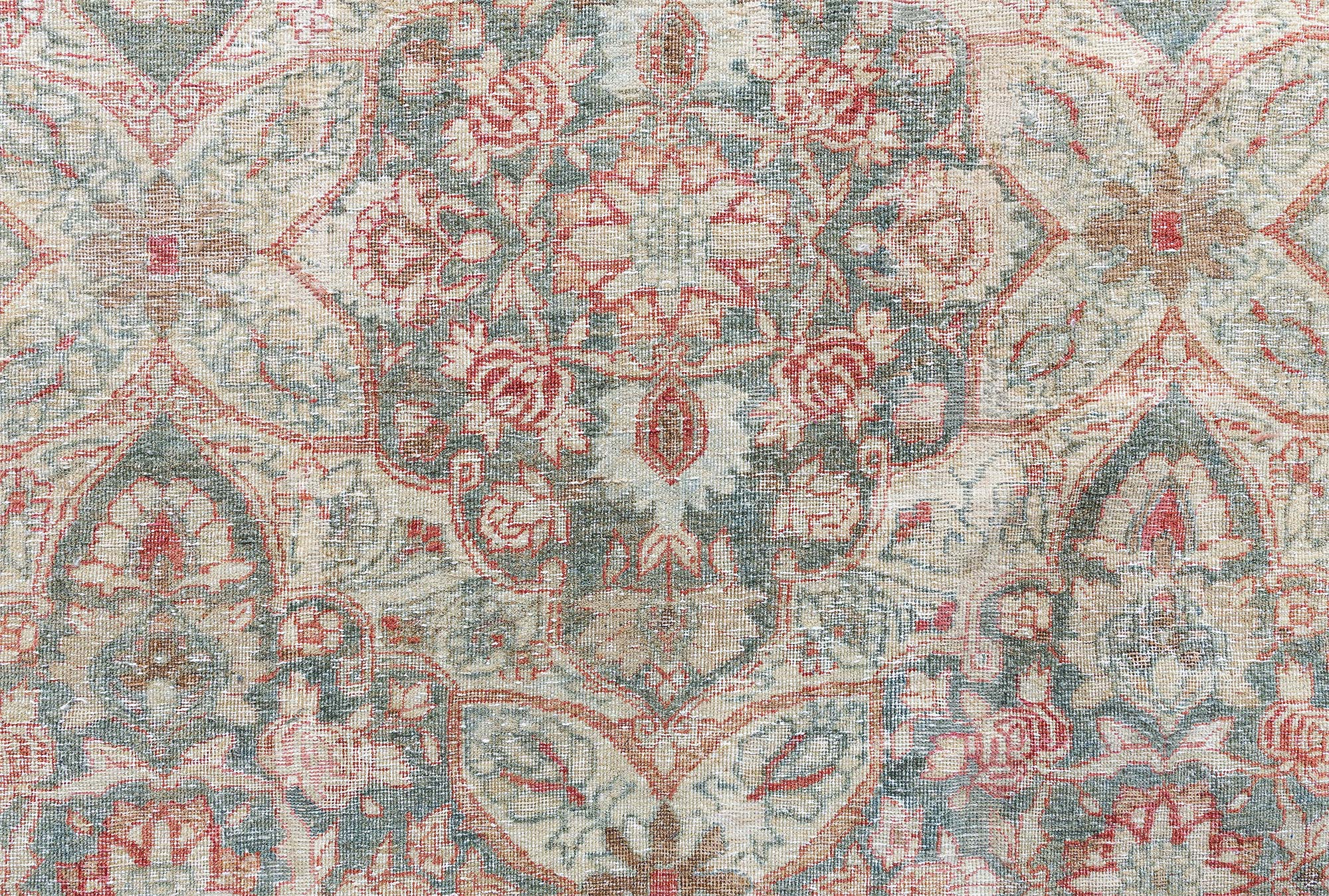 Antique Kirman Persian Allover Light Beige Hand-Knotted Wool Rug – Circa 1900 BB9097 Antique Kirman Persian Allover Light Beige Hand-Knotted Wool Rug – Circa 1900 BB9097