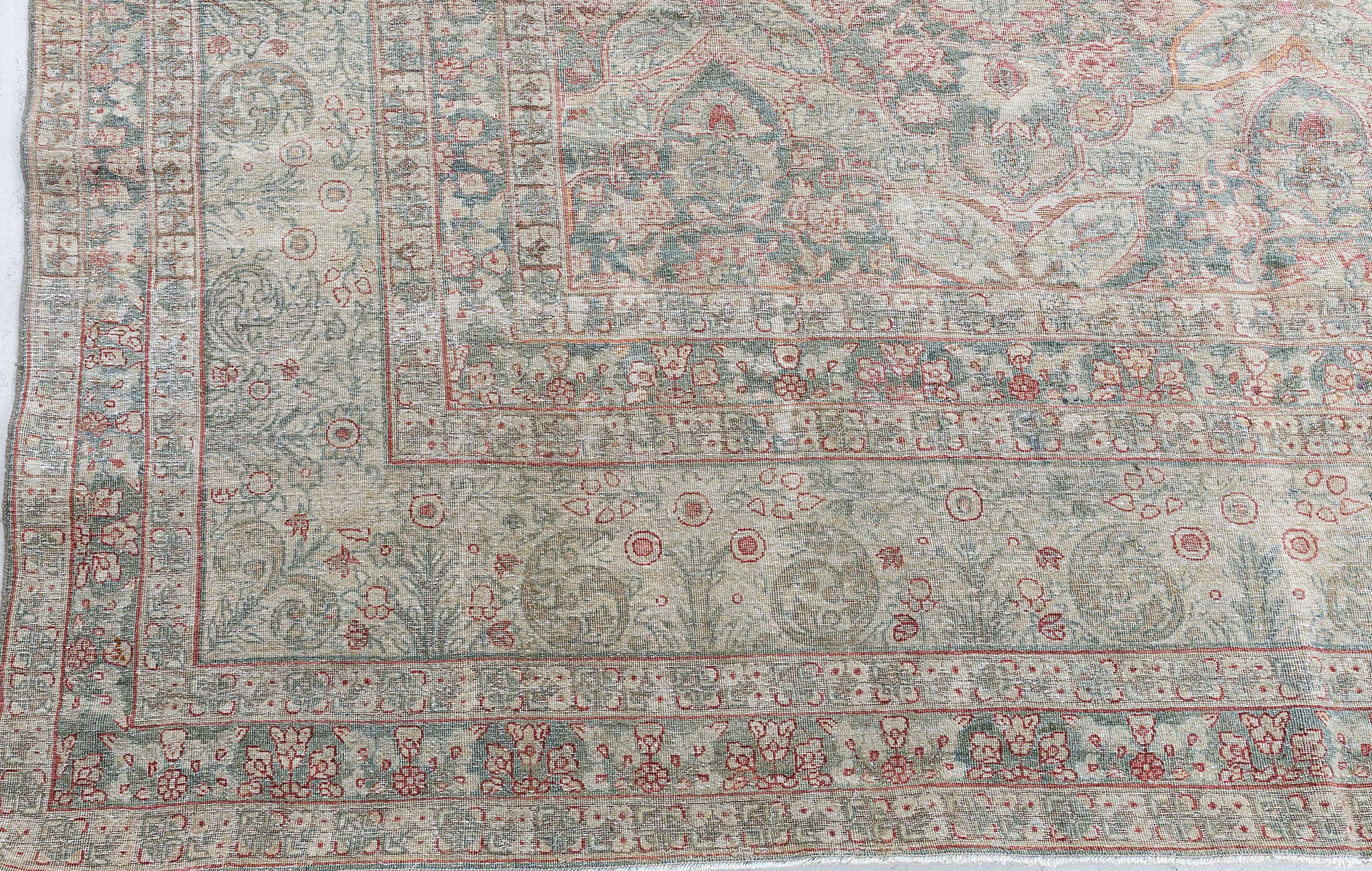 Antique Kirman Persian Allover Light Beige Hand-Knotted Wool Rug – Circa 1900 BB9097 Antique Kirman Persian Allover Light Beige Hand-Knotted Wool Rug – Circa 1900 BB9097