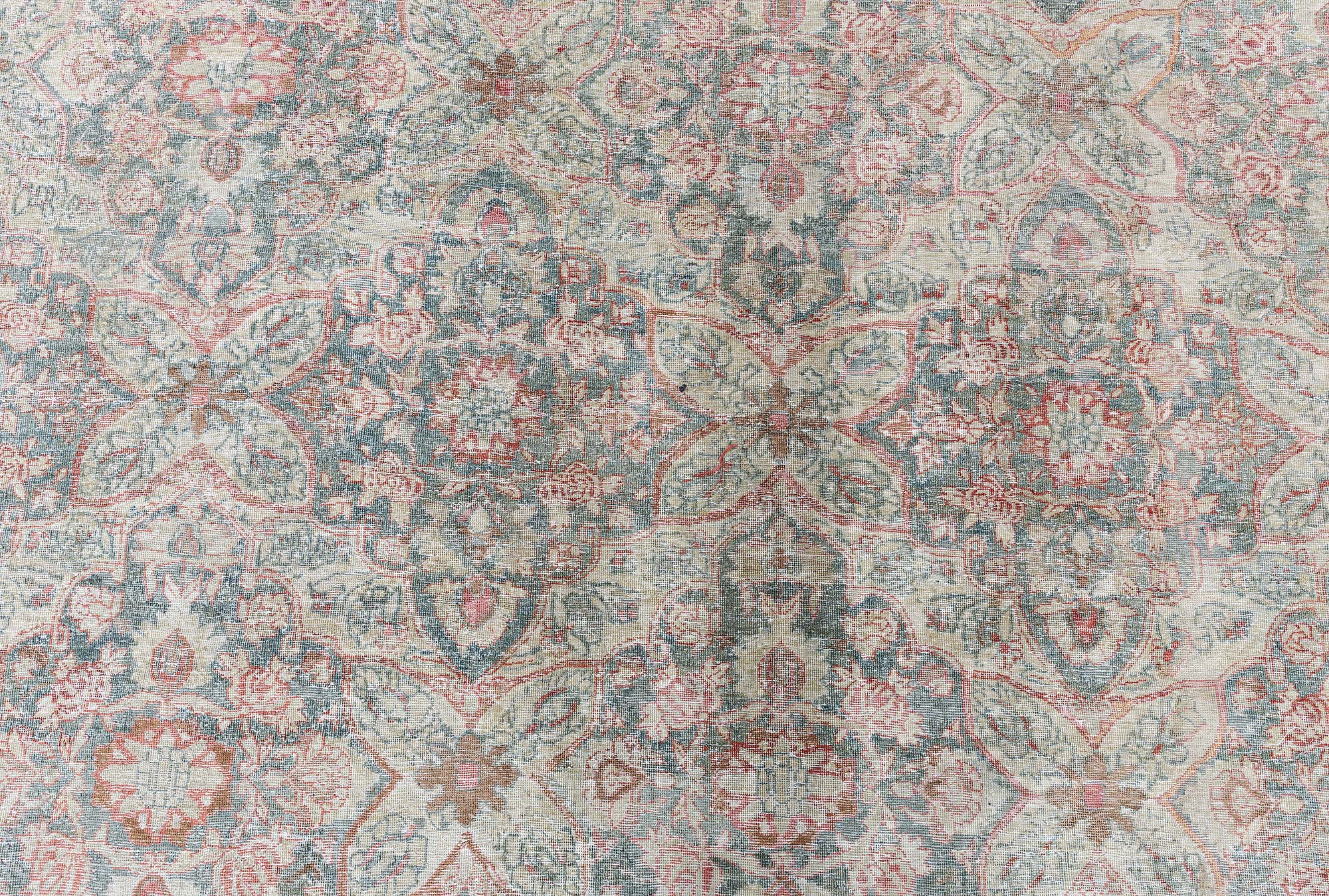 Antique Kirman Persian Allover Light Beige Hand-Knotted Wool Rug – Circa 1900 BB9097 Antique Kirman Persian Allover Light Beige Hand-Knotted Wool Rug – Circa 1900 BB9097