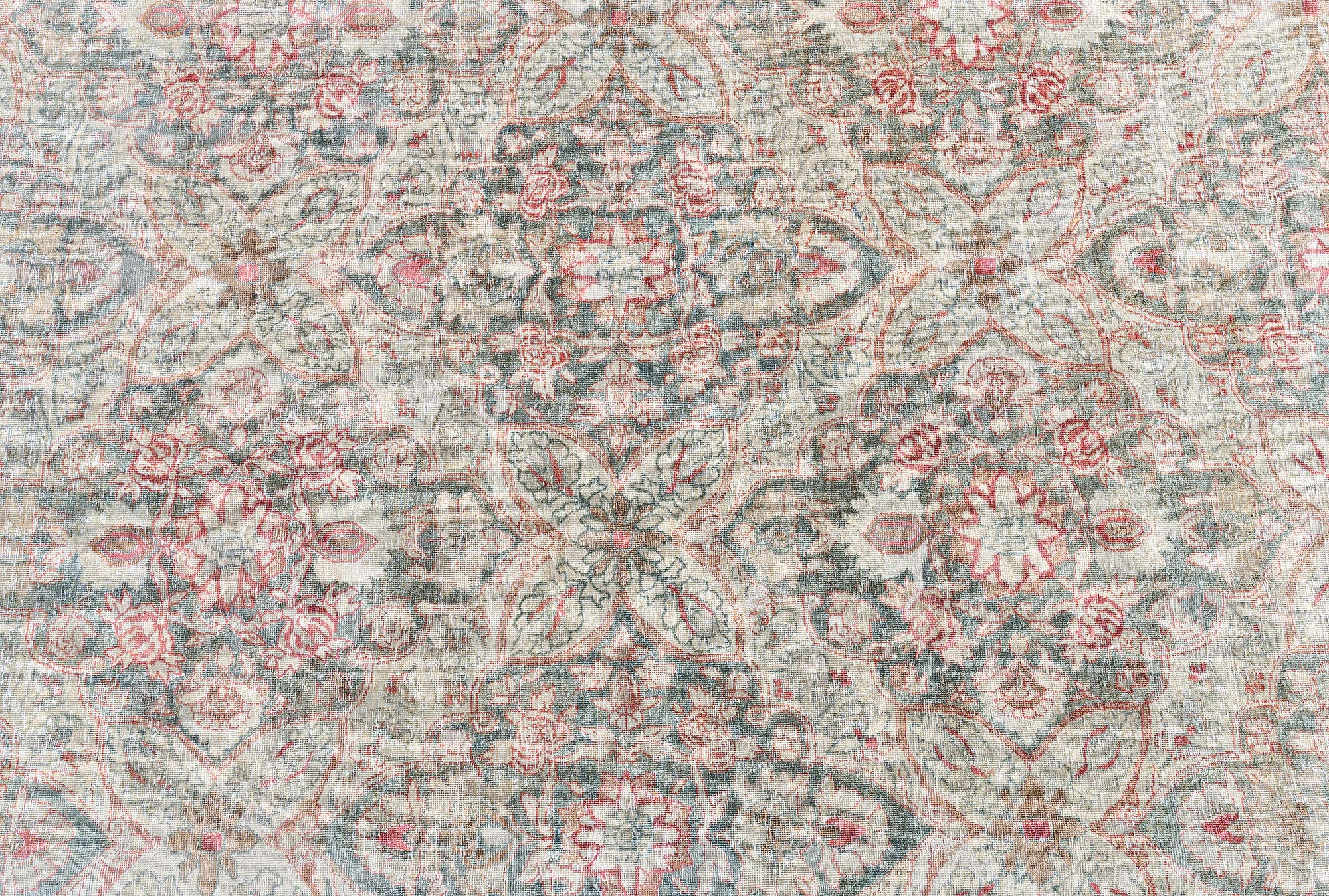 Antique Kirman Persian Allover Light Beige Hand-Knotted Wool Rug – Circa 1900 BB9097 Antique Kirman Persian Allover Light Beige Hand-Knotted Wool Rug – Circa 1900 BB9097