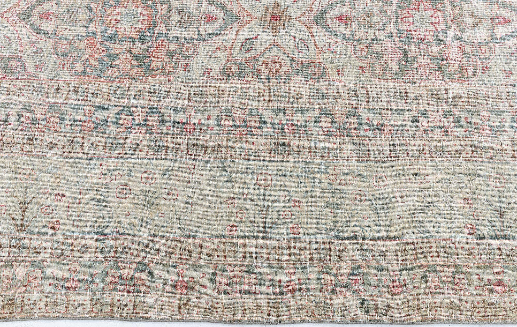 Antique Kirman Persian Allover Light Beige Hand-Knotted Wool Rug – Circa 1900 BB9097 Antique Kirman Persian Allover Light Beige Hand-Knotted Wool Rug – Circa 1900 BB9097