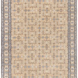 Contemporary Floral Samarkand Warm Tan Hand-Knotted Wool Carpet “Arbora” N12985