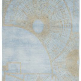 Luxury Modern Custom Rug in Airy Blue and Champagne Hues S50003
