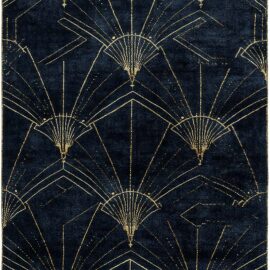 Modern Custom in Midnight Blue with Antique Gold Art Deco Fan Pattern S50006