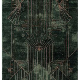 Modern Custom in Deep Emerald Green with Burnished Copper Art Deco Geometry S50008