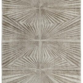 Modern Custom in Soft Ivory, Sand, and Warm Taupe with Radiating Geometry S50009