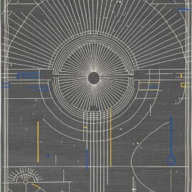 Modern Custom Doris Leslie Blau Rug in Charcoal Gray, Ivory, Blue, and Ochre with Architectural Radial Geometry S50025