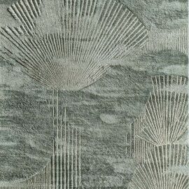 Modern Sculptural Custom Rug in Soft Sage Green and Ivory S50035