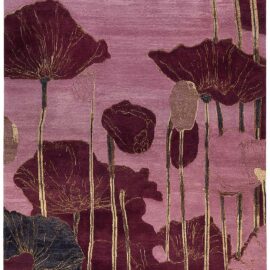Modern Garden Custom Rug in Rose, Burgundy, Blush, and Antique Gold S50040
