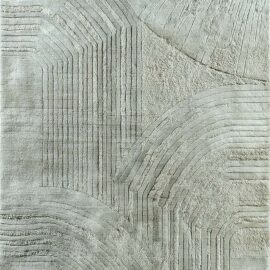 Modern Sculpted Geometric Custom Rug in Soft Sage Green, Pale Celadon, and Light Stone S50047