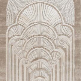 Modern Art Deco Colonnade Custom Rug in Ivory, Sand, and Soft Taupe S50050