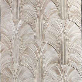 Modern Art Deco Fan Pattern Custom Rug in Ivory, Warm Beige, and Soft Taupe S50051