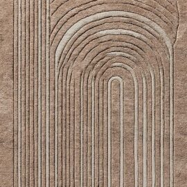Modern Sculptural Arch Custom Rug in Sand, Warm Beige, and Soft Taupe S50052