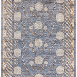 Samarkand Floral Ivory Hand-Knotted Wool Rug “rose Of N13012