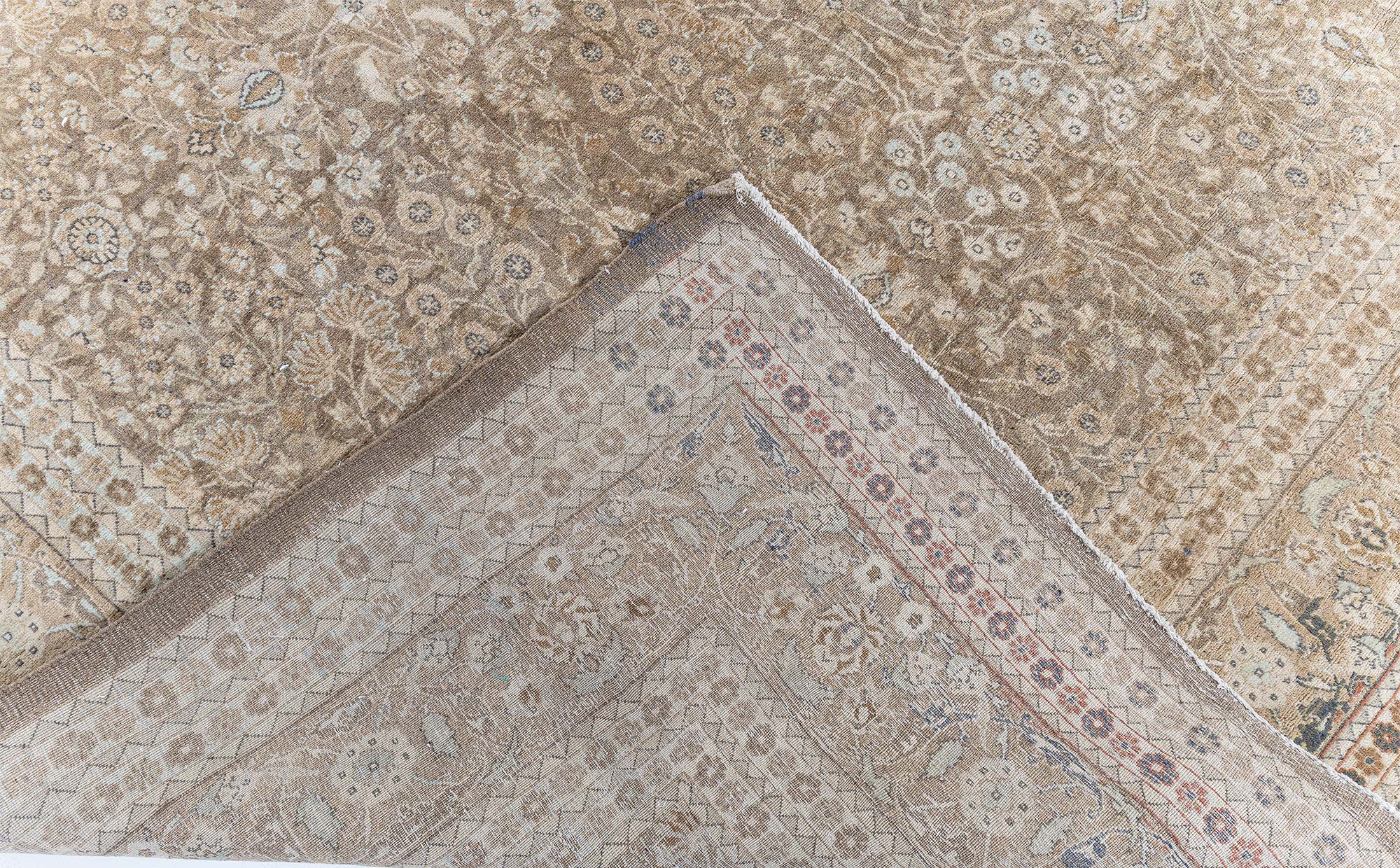 Antique Tabriz Persian Allover Floral Warm Tan With Light Beige Hand-Knotted Wool Rug – Circa 1920 BB9100 Antique Tabriz Persian Allover Floral Warm Tan With Light Beige Hand-Knotted Wool Rug – Circa 1920 BB9100