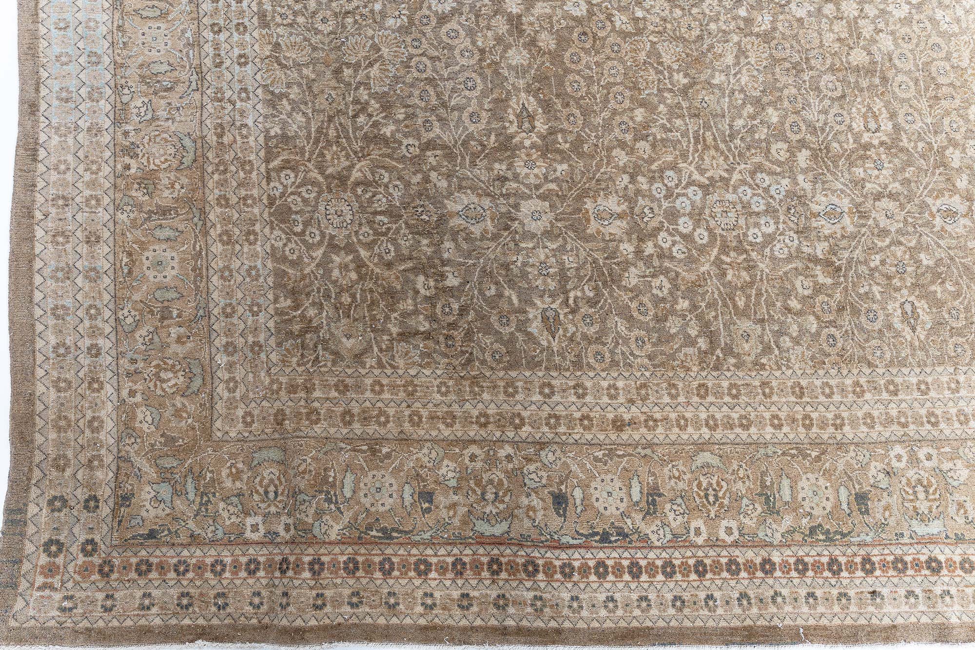 Antique Tabriz Persian Allover Floral Warm Tan With Light Beige Hand-Knotted Wool Rug – Circa 1920 BB9100 Antique Tabriz Persian Allover Floral Warm Tan With Light Beige Hand-Knotted Wool Rug – Circa 1920 BB9100