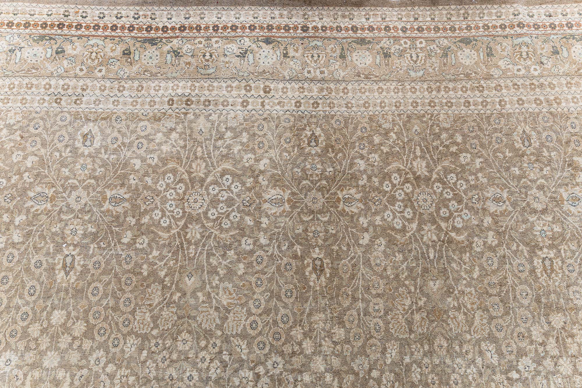 Antique Tabriz Persian Allover Floral Warm Tan With Light Beige Hand-Knotted Wool Rug – Circa 1920 BB9100 Antique Tabriz Persian Allover Floral Warm Tan With Light Beige Hand-Knotted Wool Rug – Circa 1920 BB9100