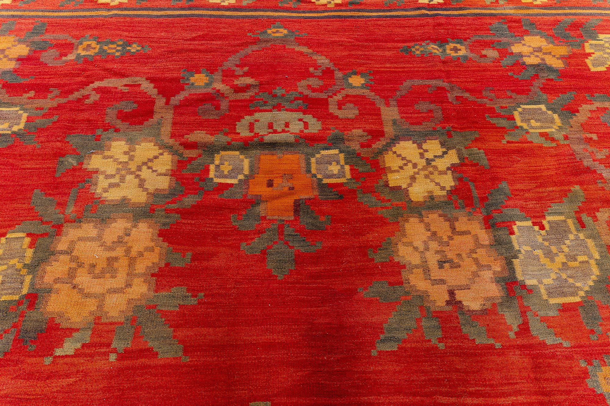 Antique Bessarabian Russian Floral Allover Flatweave Wool Rug In Crimson – Circa 1920 BB9116 Antique Bessarabian Russian Floral Allover Flatweave Wool Rug In Crimson – Circa 1920 BB9116