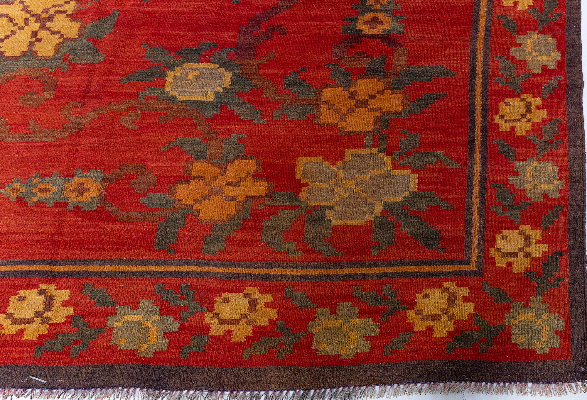 Antique Bessarabian Russian Floral Allover Flatweave Wool Rug In Crimson – Circa 1920 BB9116 Antique Bessarabian Russian Floral Allover Flatweave Wool Rug In Crimson – Circa 1920 BB9116