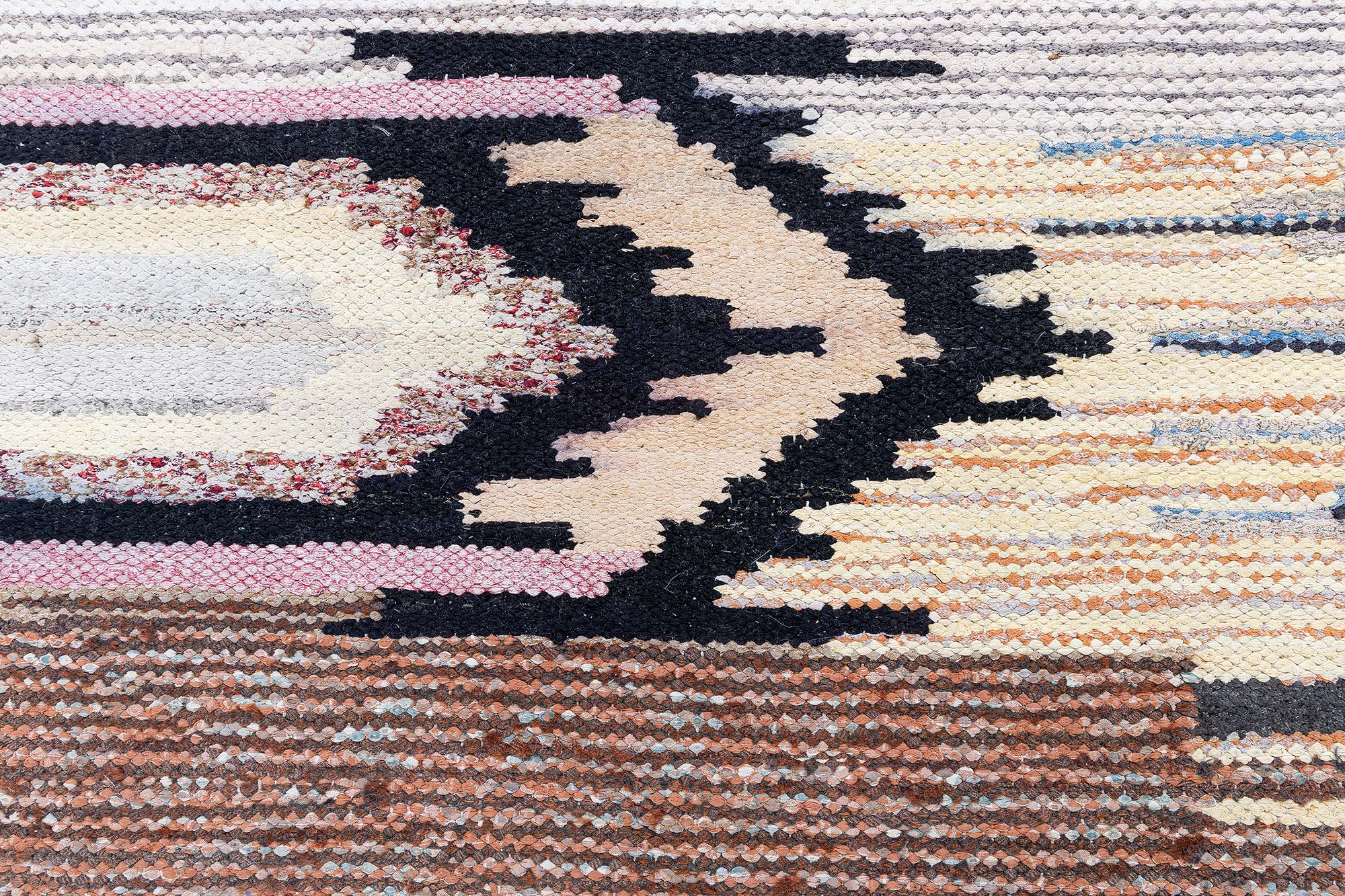 Vintage Scandinavian Abstract Cream Beige Flatweave Wool Rug BB9122 Vintage Scandinavian Abstract Cream Beige Flatweave Wool Rug BB9122